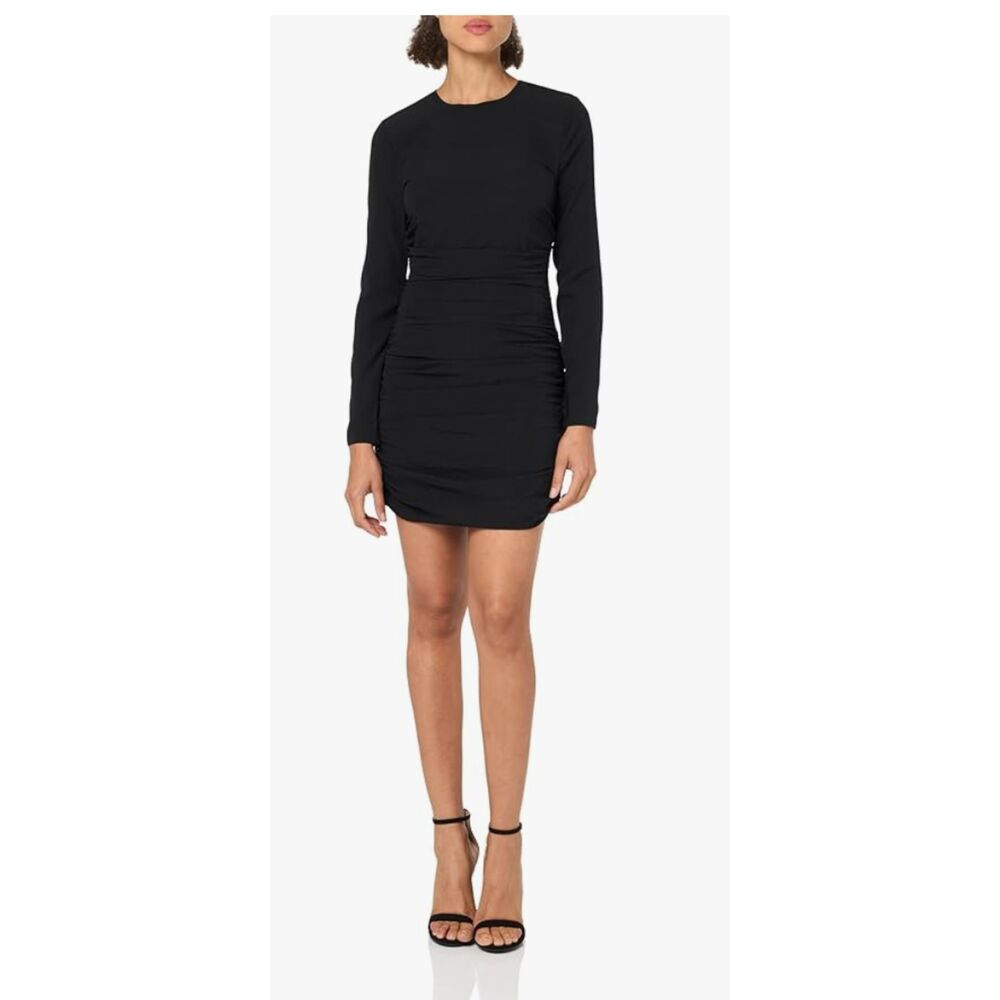 Ronny Kobo Adelheid Lightweight BODYCON Longsleeve Dress, Black, Medium SILK